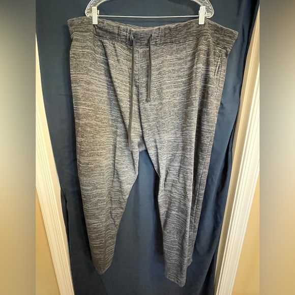 Pants - Gray Track Pants with Elastic Waistband and Tapered Fit